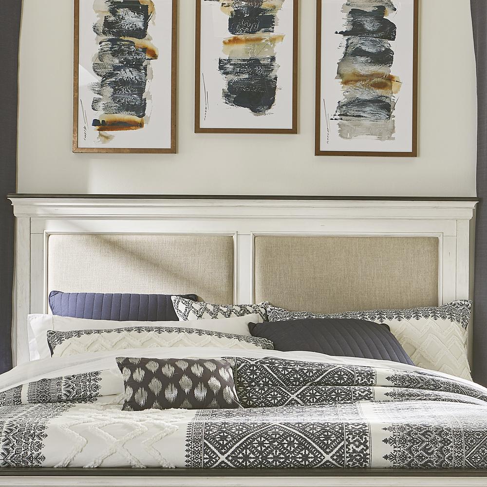 Allyson Park King Panel Headboard in Wirebrushed White w/ Charcoal Top