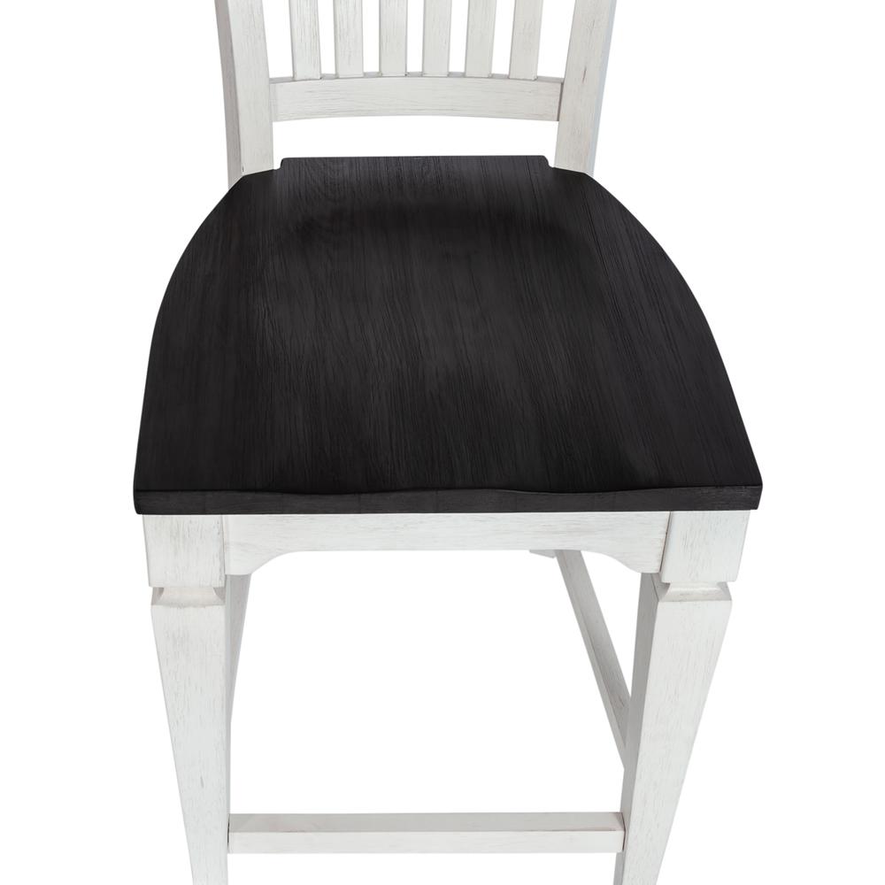 Allyson Park Counter Height Slat Back Chair in Wirebrushed White w/ Charcoal Top