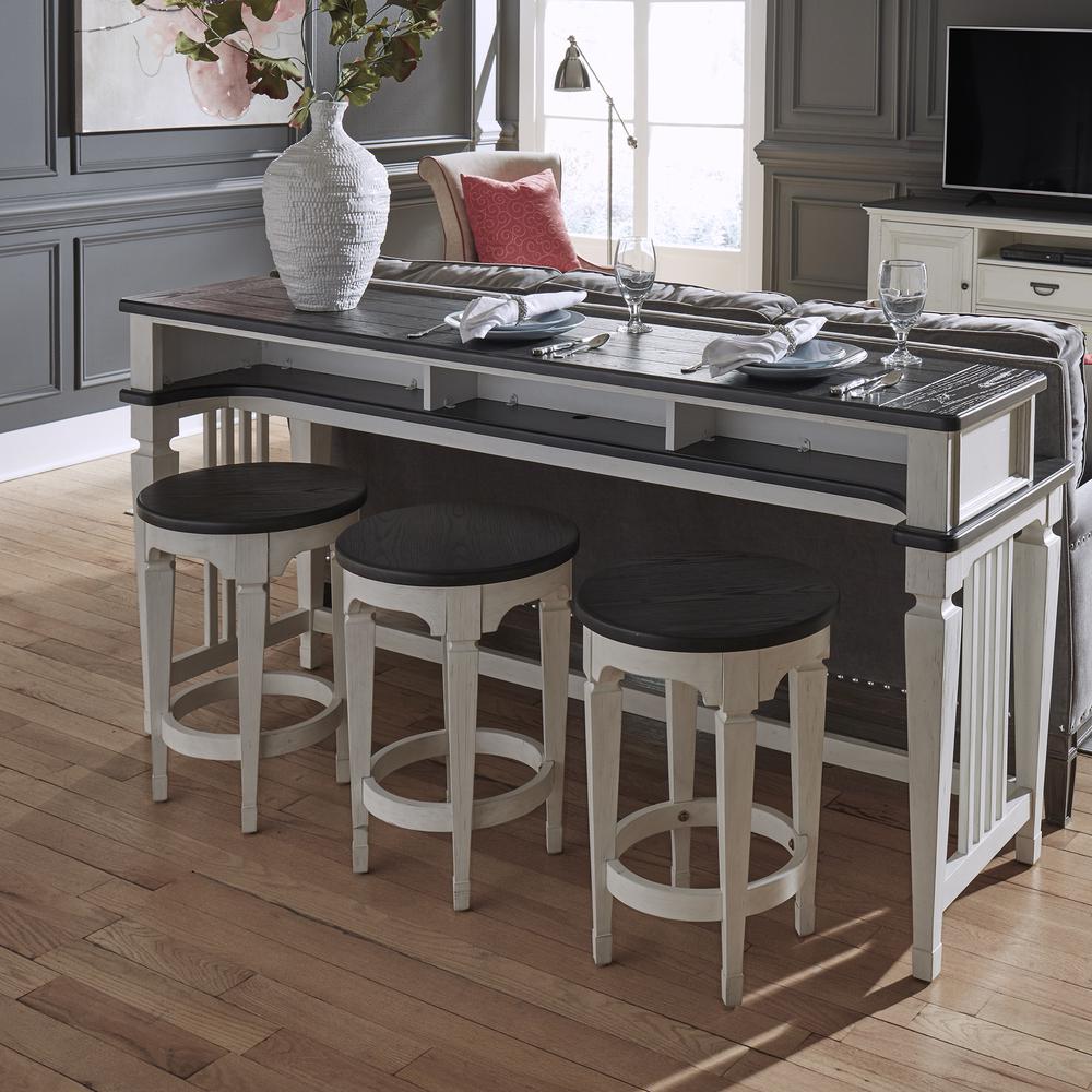Allyson Park Console Stool in Wirebrushed White w/ Charcoal Top