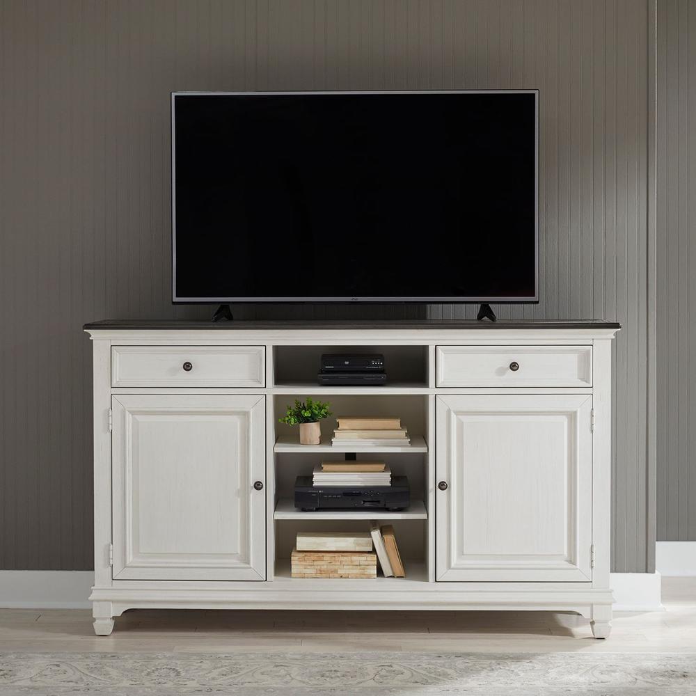 Allyson Park 68 Inch Highboy TV Console in Wirebrushed White w/ Charcoal Top