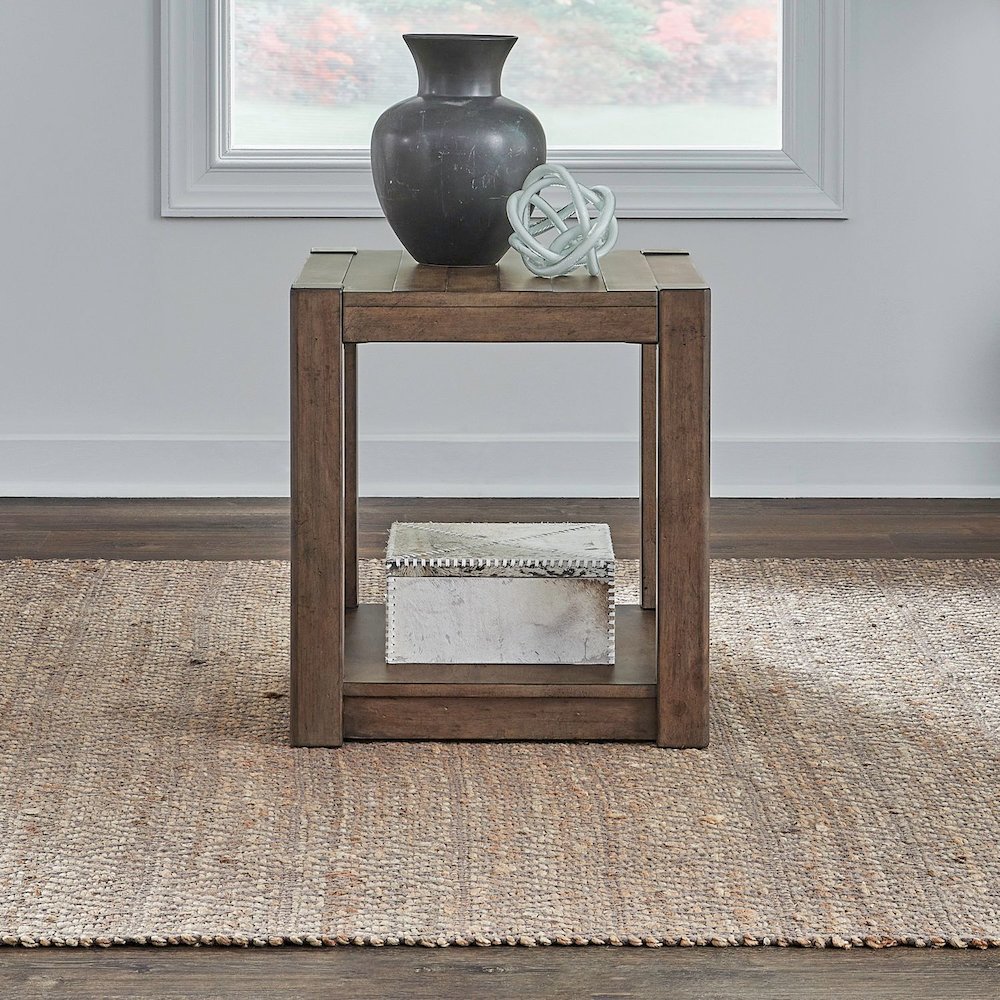 Broadmore Living Room Square Chairside Table - Cobblestone Brown