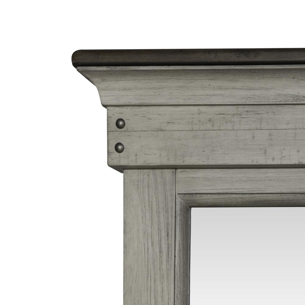 Landscape Mirror Farmhouse White in Weathered Linen Finish w/ Dusty Taupe Tops