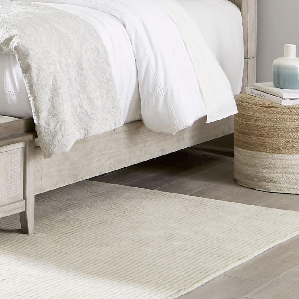 Ivy Hollow King Mantle Bed in Weathered Linen Finish w/ Dusty Taupe Tops