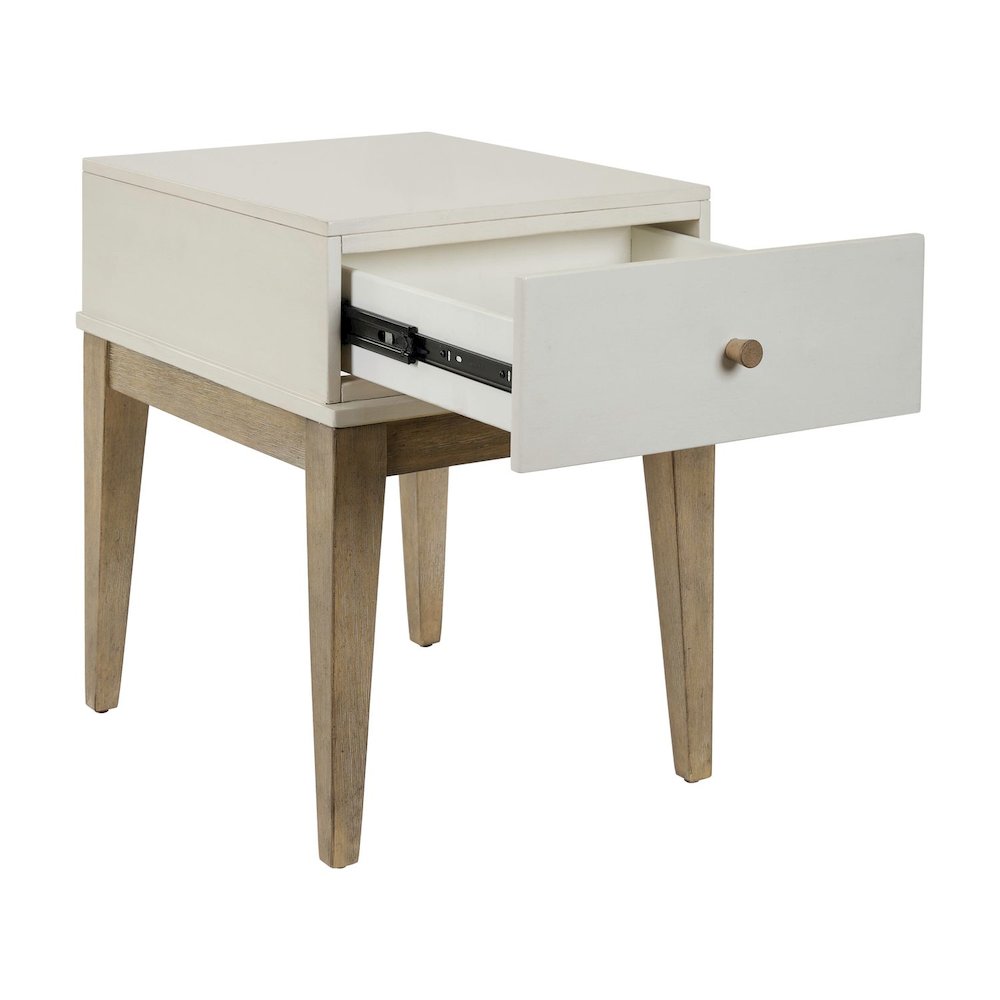 Berkley Square Leg End Table - Linen & Khaki Wood Accents