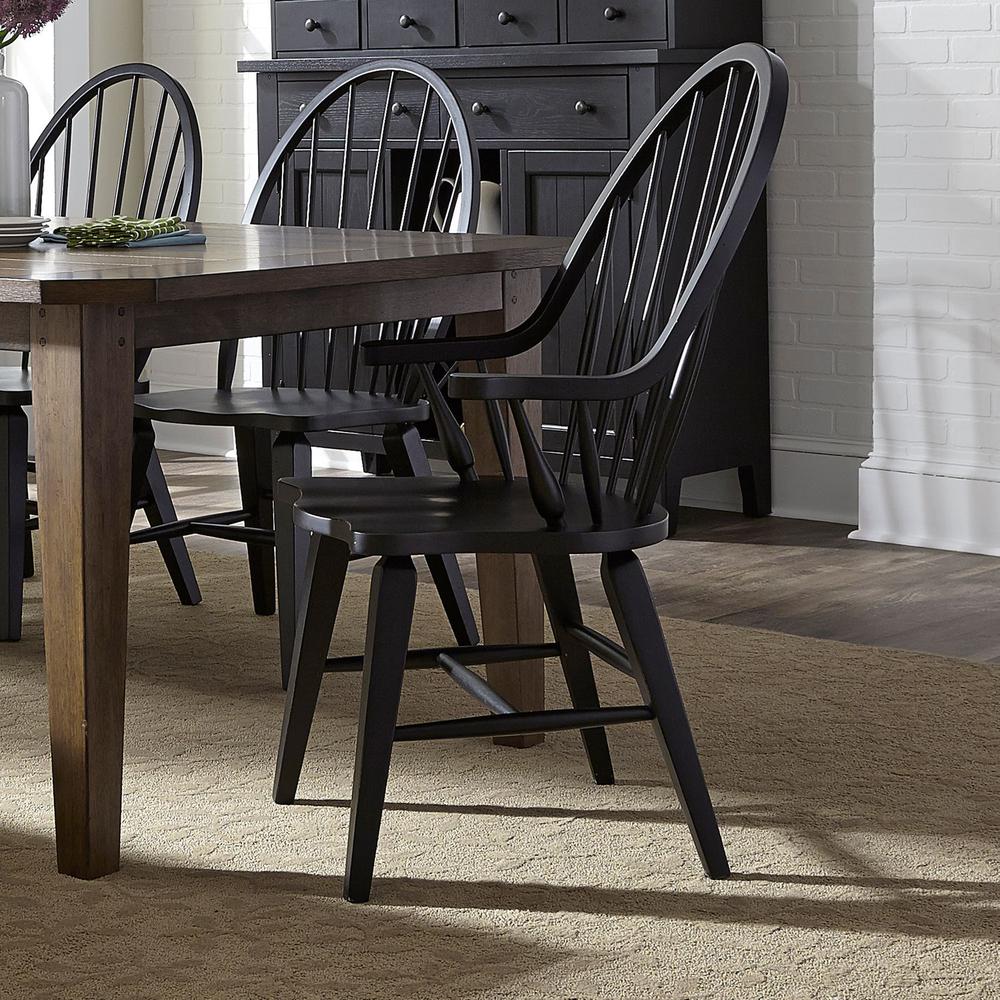 Hearthstone Ridge Windsor Back Arm Chair - Black in Tobacco