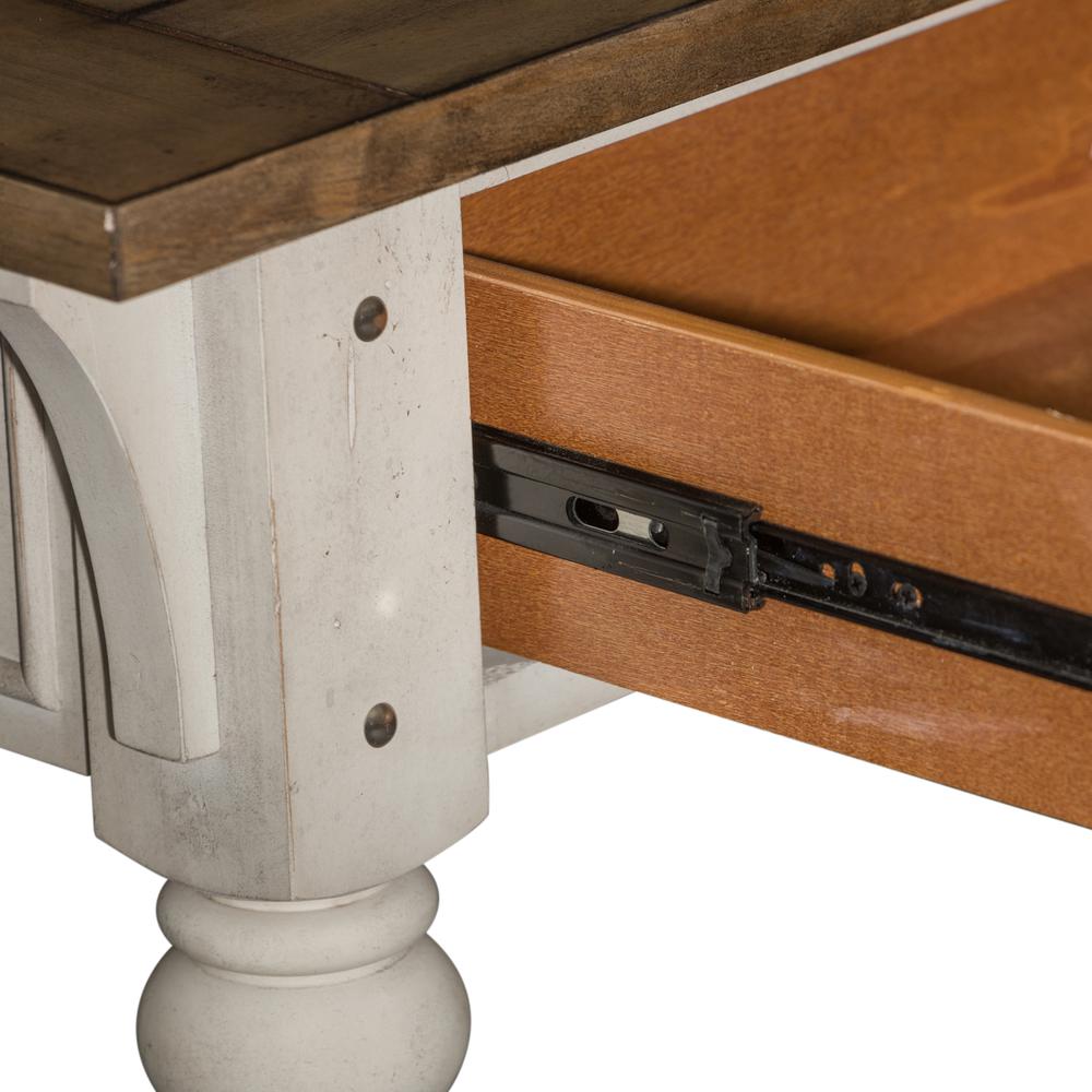 Morgan Creek Sofa Table in Antique White w/ Wirebrushed Tobacco Accents