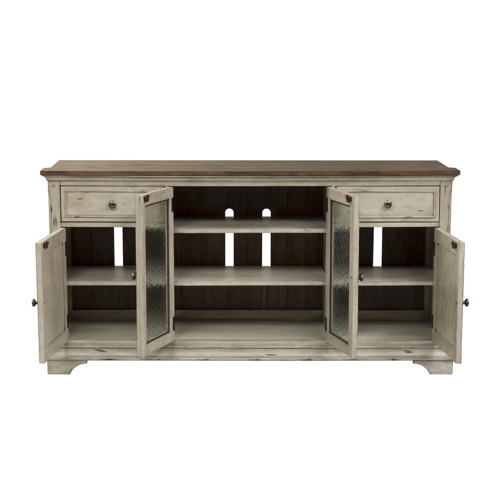 Entertainment TV Stand Antique White w/ Wirebrushed Tobacco Accents