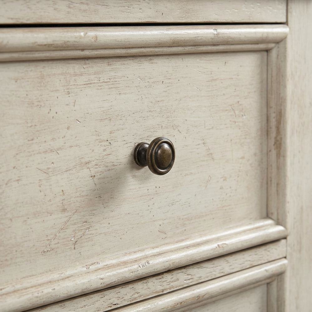 White Farmhouse Nightstand with Charging Station and Storage Space
