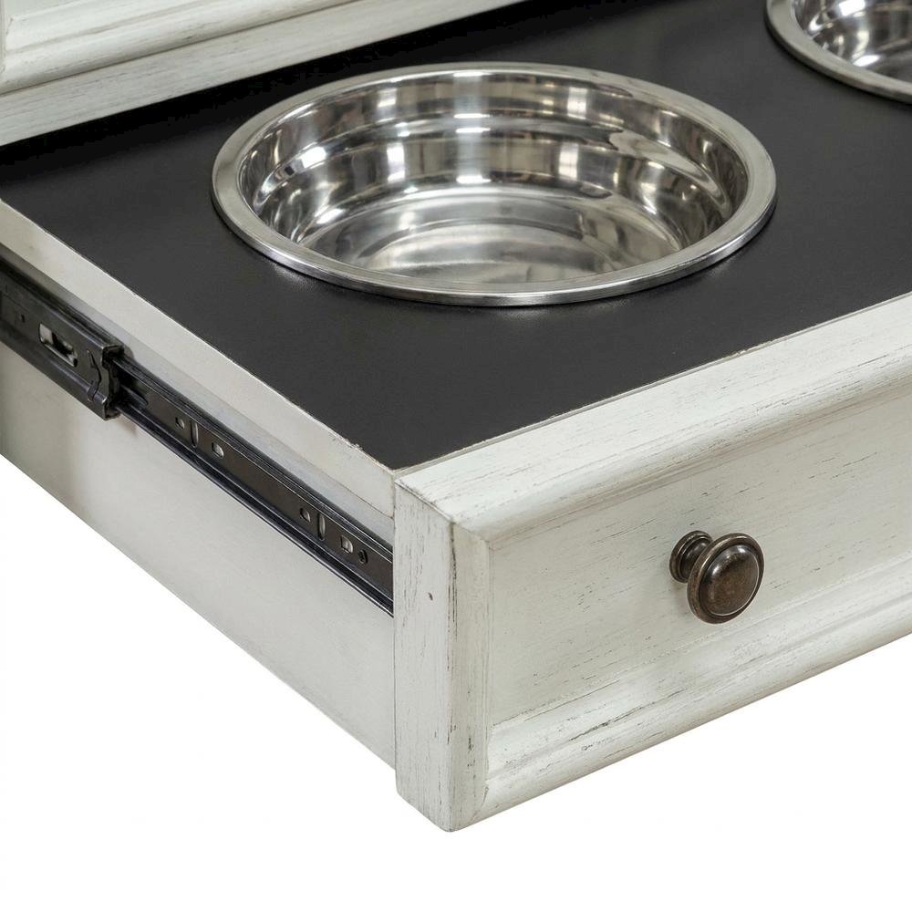 Cottage Pine Dog Feeding Station Cabinet with Pet Food Storage Drawers