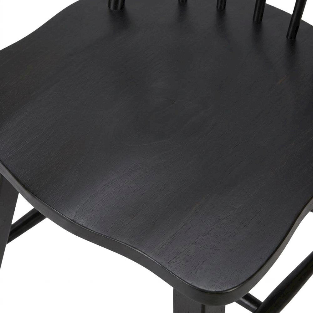 Rubberwood Windsor Back Solid Wood Dining Chair, Brown, Set of 2