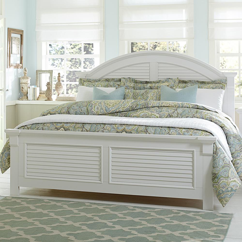 Summer House I King Panel Bed in Oyster White