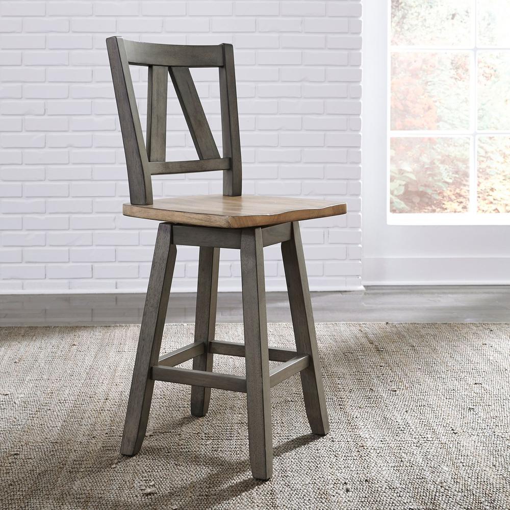 Lindsey Farm Counter Height Swivel Chair (RTA) in Gray