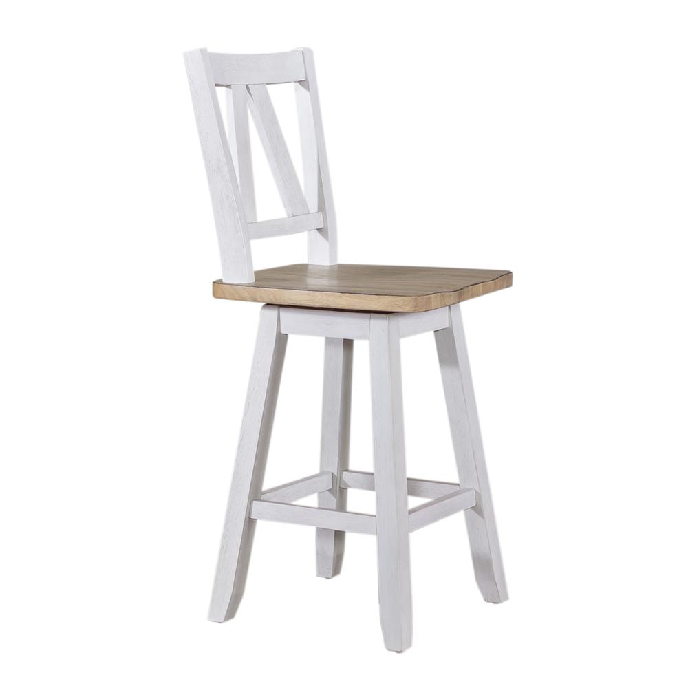 Counter Height Swivel Chair (RTA) - Set of 2 Farmhouse White
