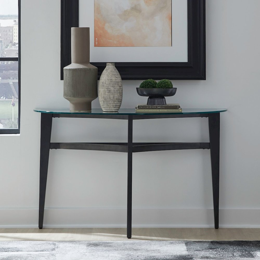 Capri Glass Top Sofa Table for Living Room - Espresso