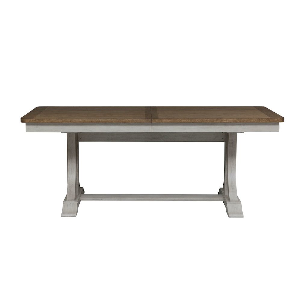 Reimagined Opt 5 Piece Trestle Table Set - 4 Ladder Back Chairs, 18" Leaf