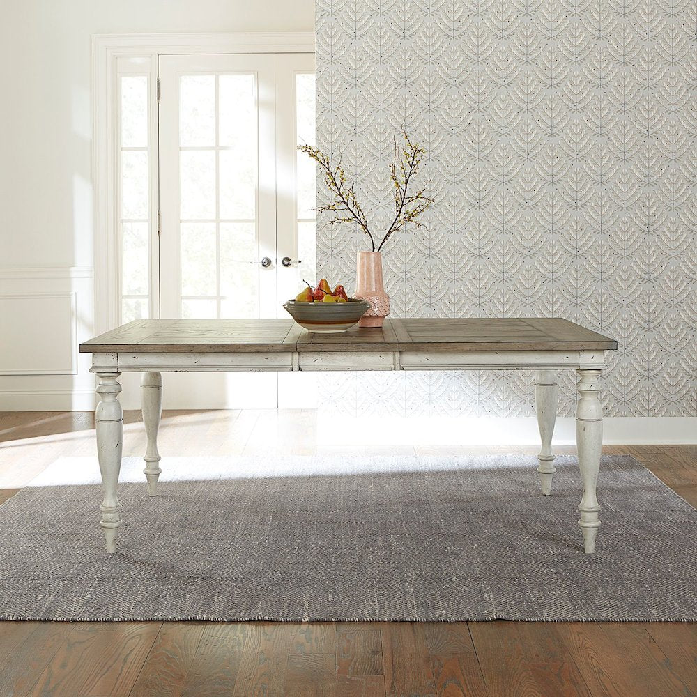 Whitney Rectangular Leg Table in Antique Linen w/ Weathered Gray