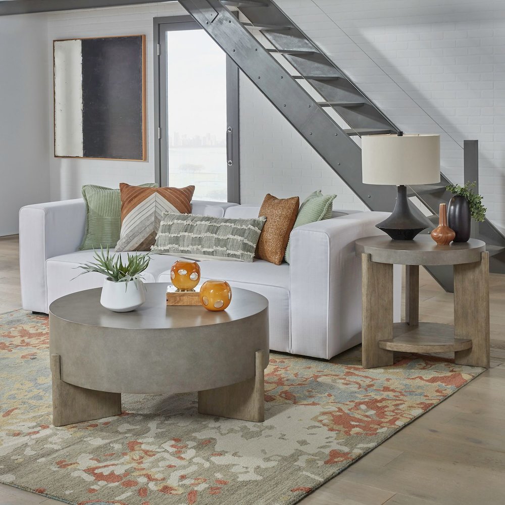 Affinity 3 Piece Set - Round Cocktail Table, 2 End Tables - Dusty Taupe Faux