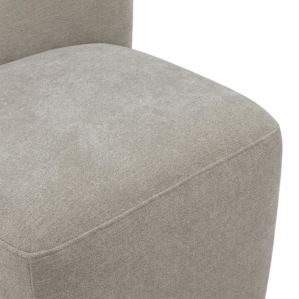 Solid Wood Upholstered Accent Dining Chair with Castors, Eclectic Style, Brown