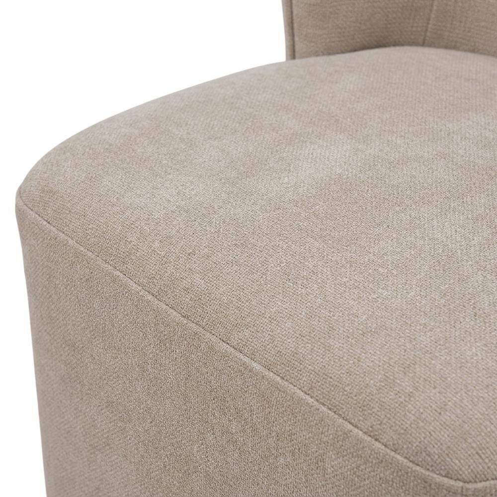 Solid Wood Upholstered Accent Dining Chair with Castors, Eclectic Style, Brown
