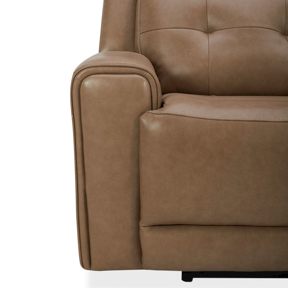 Carrington Triple Power Reclining Loveseat with Console - York Sand Leather