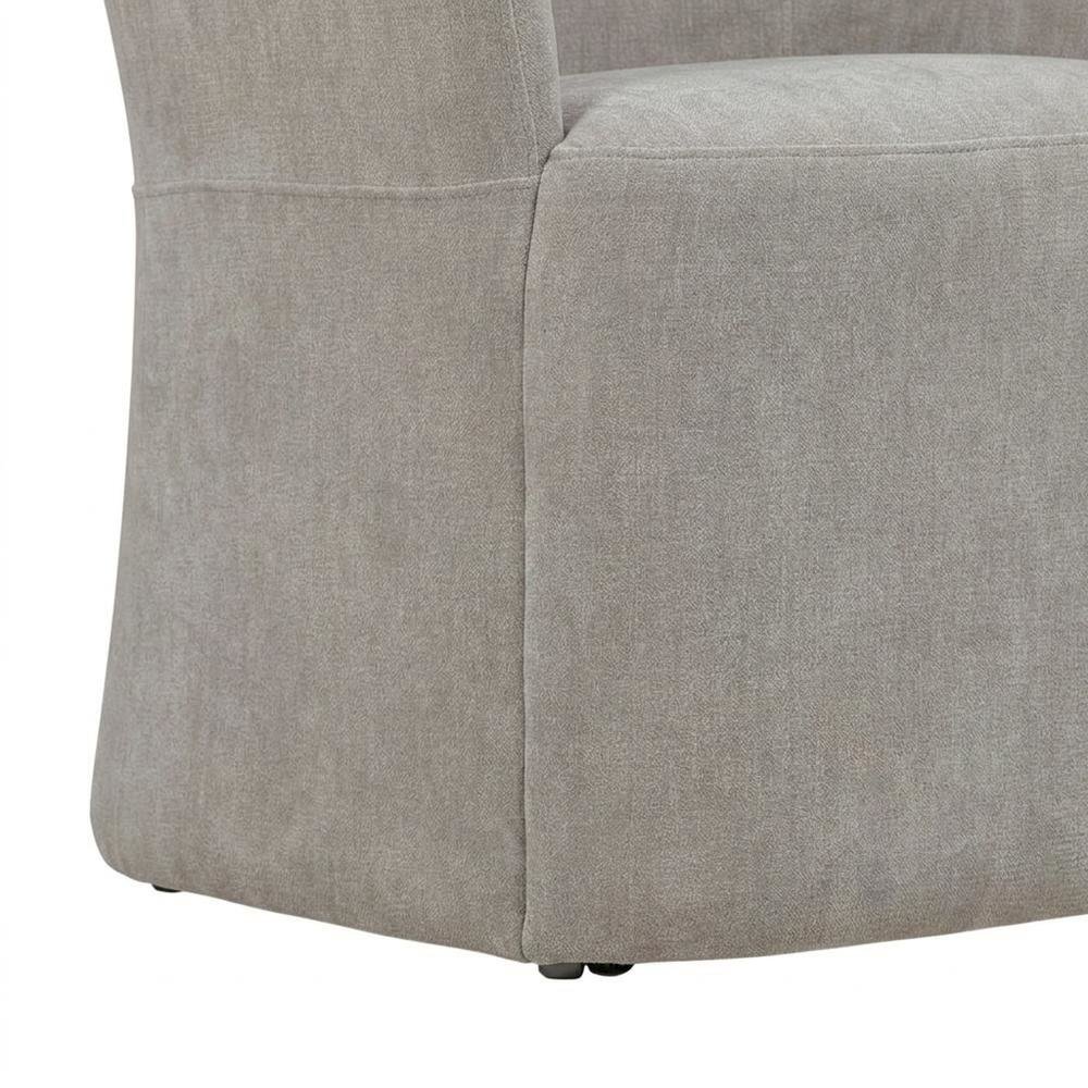 Solid Wood Upholstered Accent Dining Chair with Castors, Eclectic Style, Brown