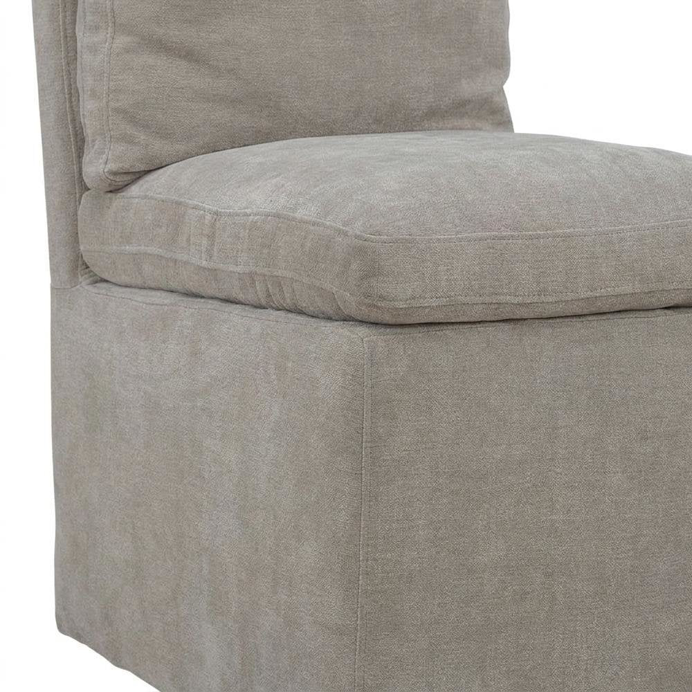 Solid Wood Upholstered Accent Dining Chair with Castors, Eclectic Style, Brown