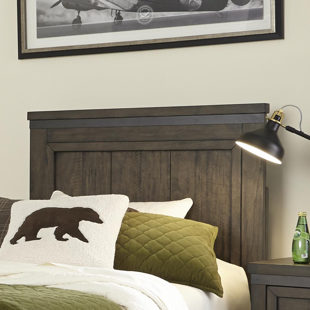 Thornwood Hills Full Panel Headboard in Rock Beaten Brown w/ Saw Cuts