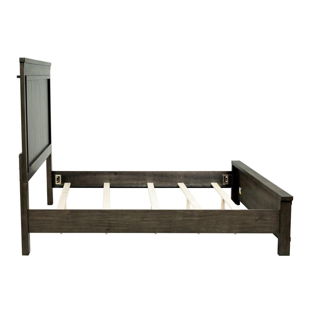Thornwood Hills King California Panel Bed in Rock Beaten Brown w/ Saw Cuts