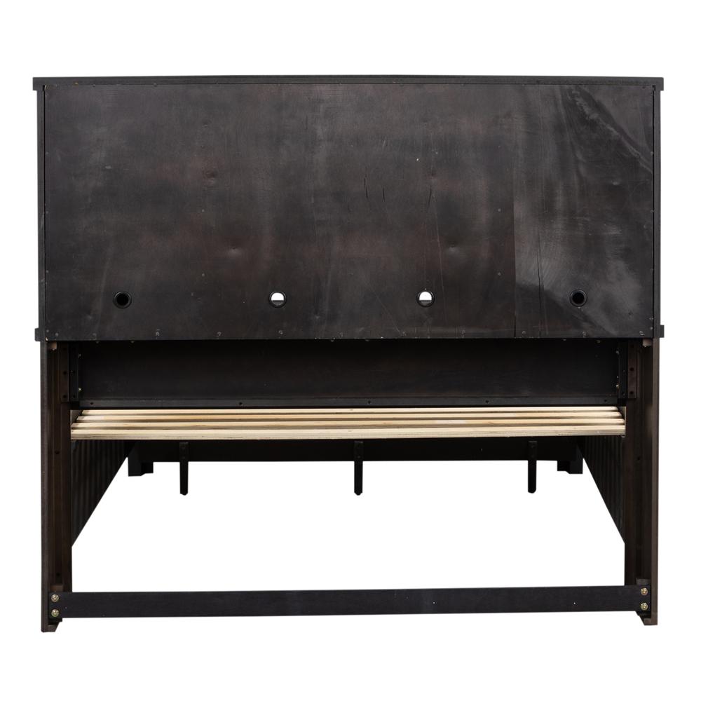 Thornwood Hills King Bookcase Bed in Rock Beaten Brown w/ Saw Cuts