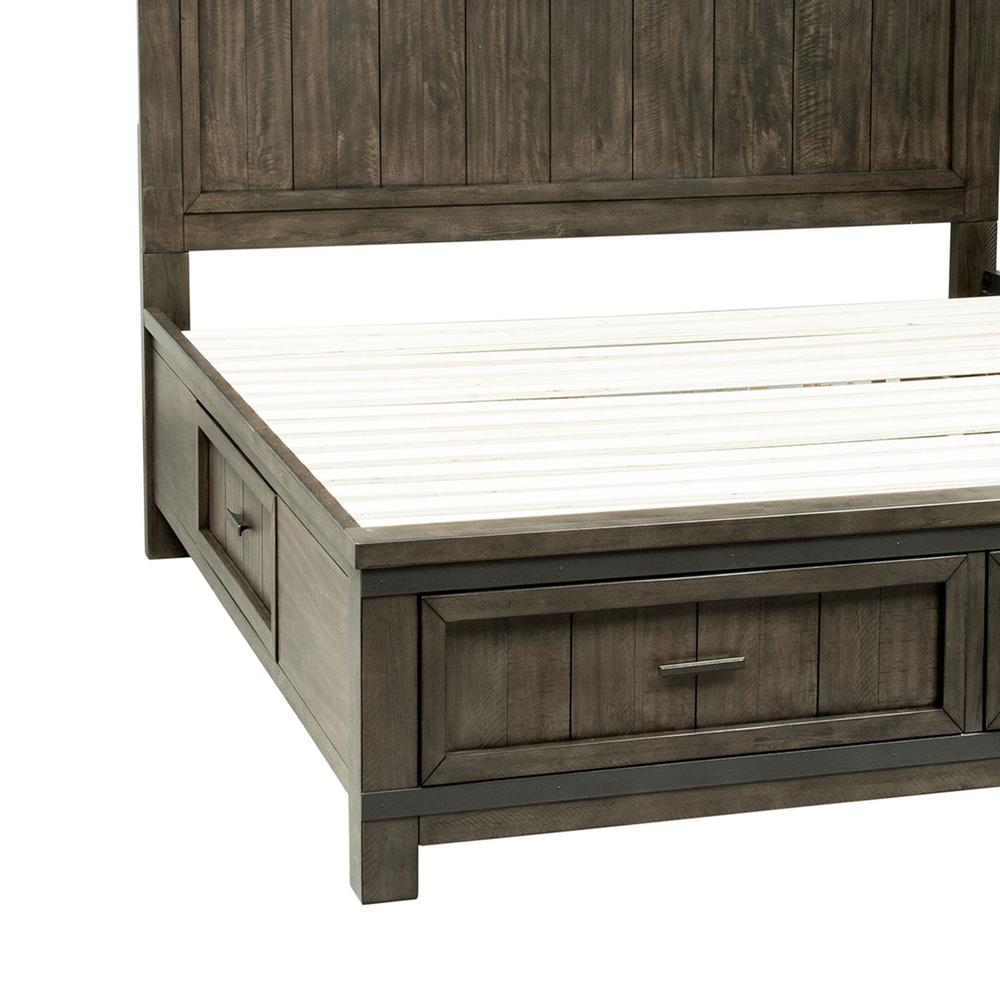 Thornwood Hills Queen Two Sided Storage Bed in Rock Beaten Brown w/ Saw Cuts