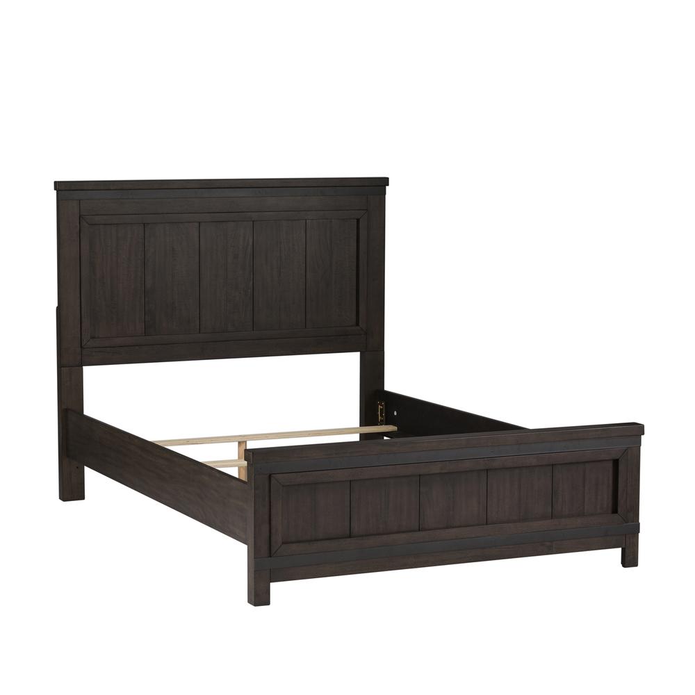 Thornwood Hills Full Panel Bed in Rock Beaten Brown w/ Saw Cuts