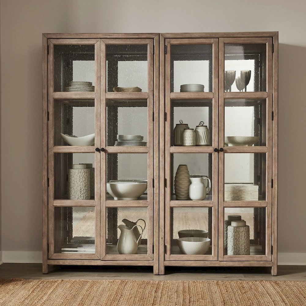 Proximity Place 2 Piece Bunching Display Cabinet Set - Touch LED Light, Mirror