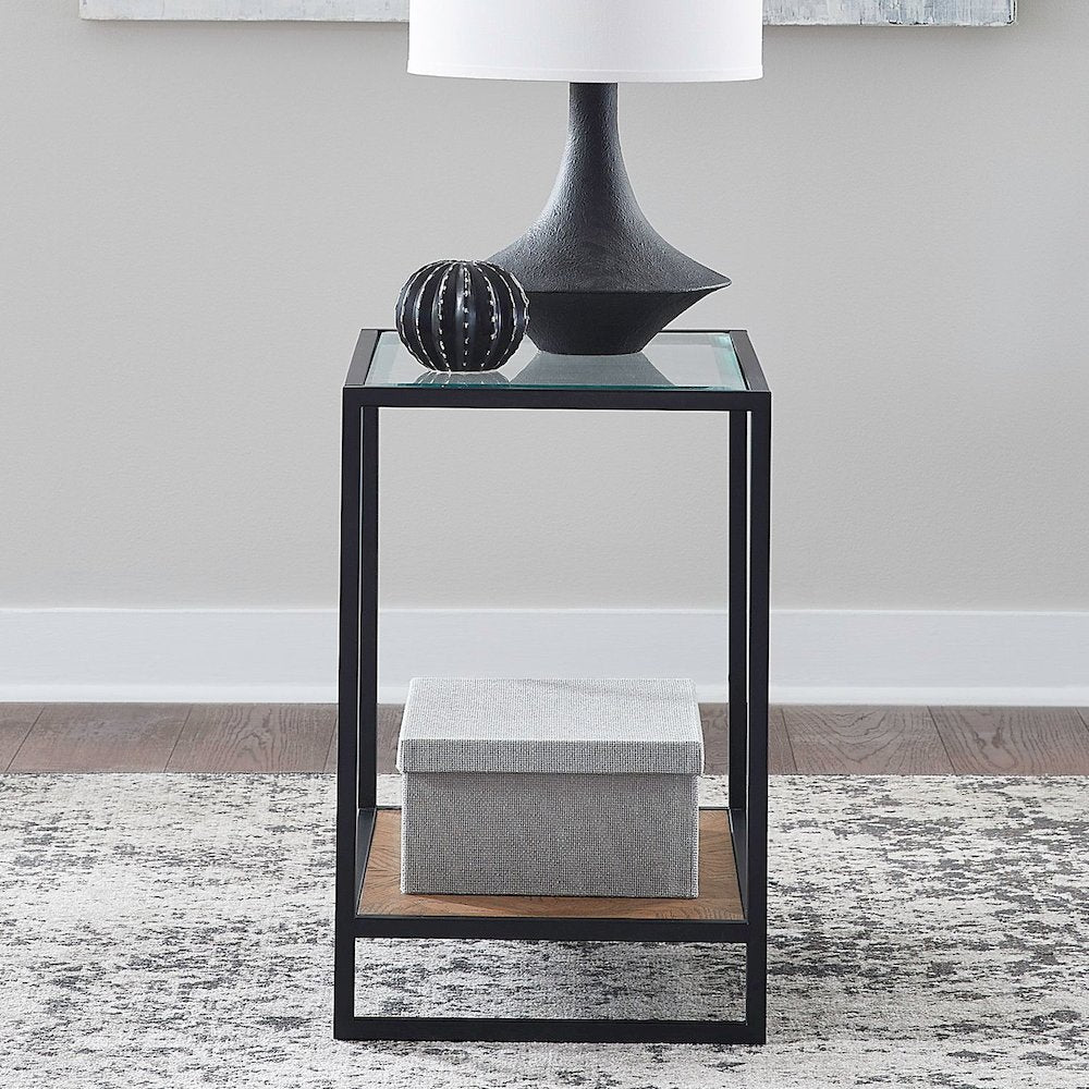 Bedford Chairside Table for Living Room - Weathered Oak