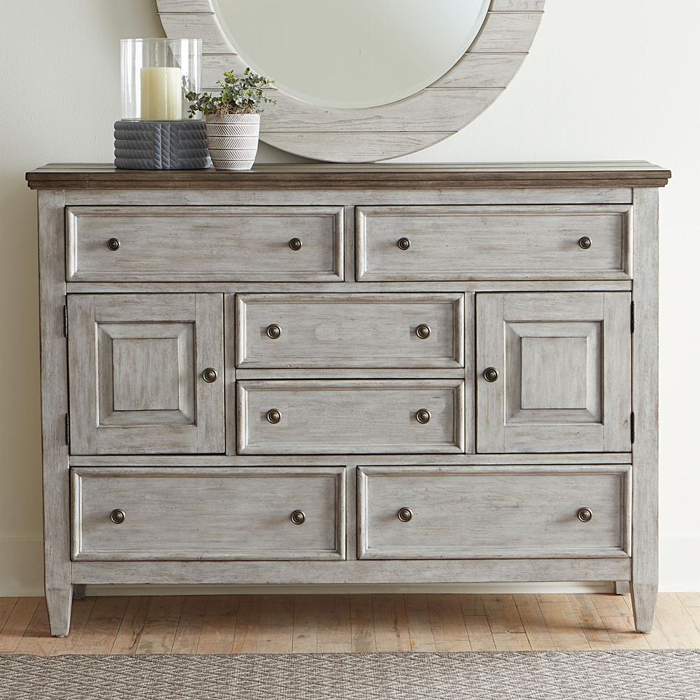 Heartland 2 Door 6 Drawer Chesser in Antique White w/ Tobacco Top