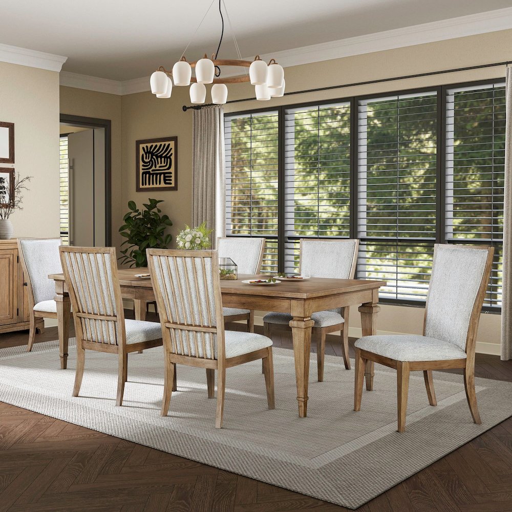 Haven Hills Opt 7 Piece Rectangular Table Set - 6 Upholstered Chairs, 18" Table