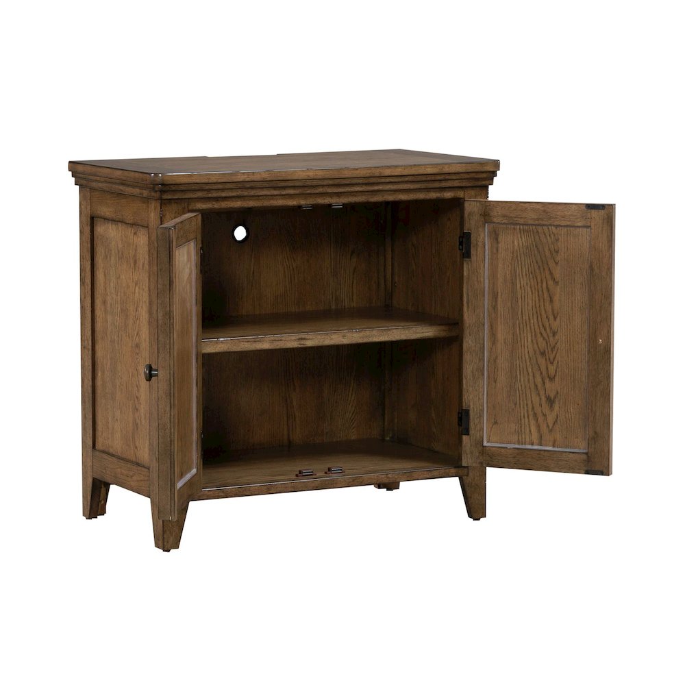 Carolina Park 2 Door Bedside Chest with AC USB Charging Station - Amber Brown