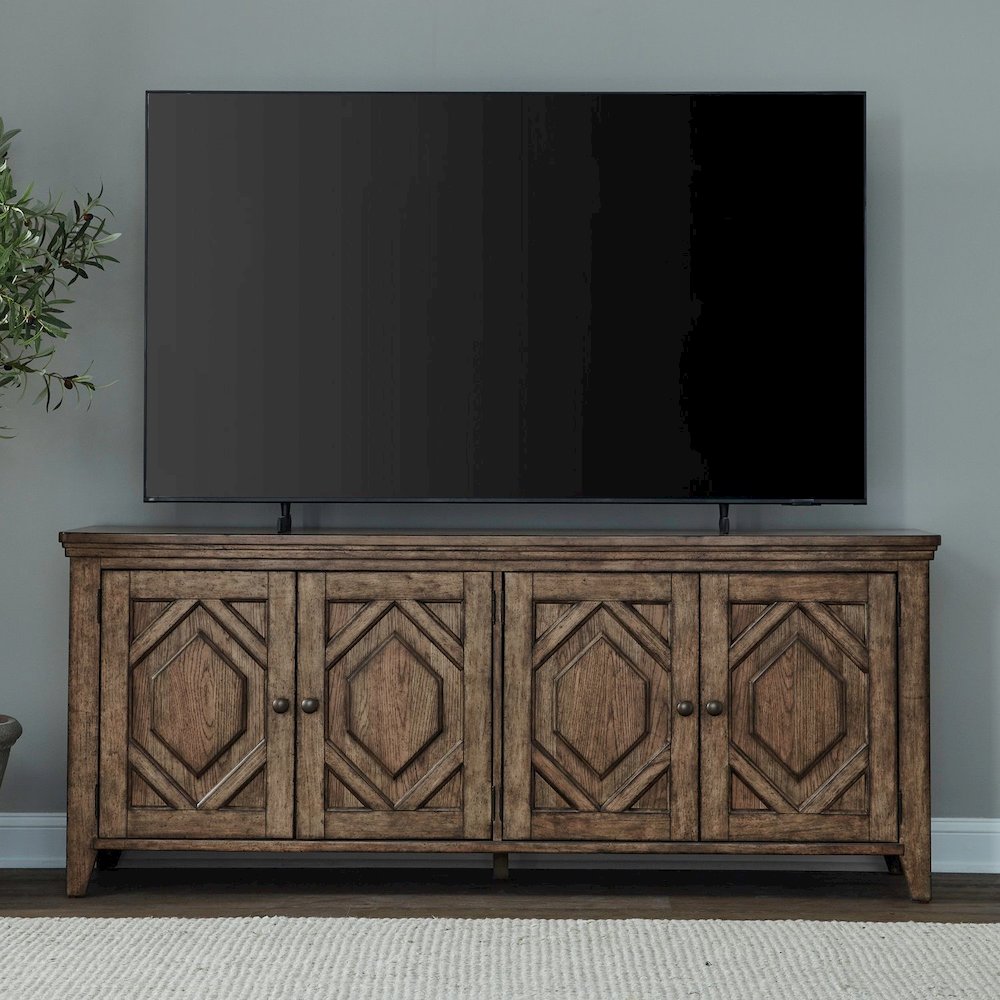 Carolina Park 78 Inch TV Stand Entertainment Center - Amber Brown