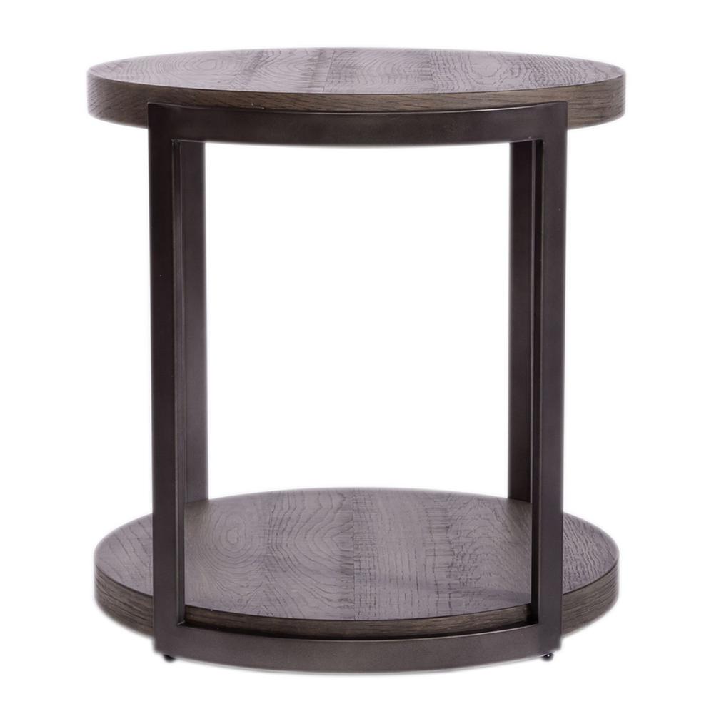 Modern View Round End Table in Gauntlet Gray