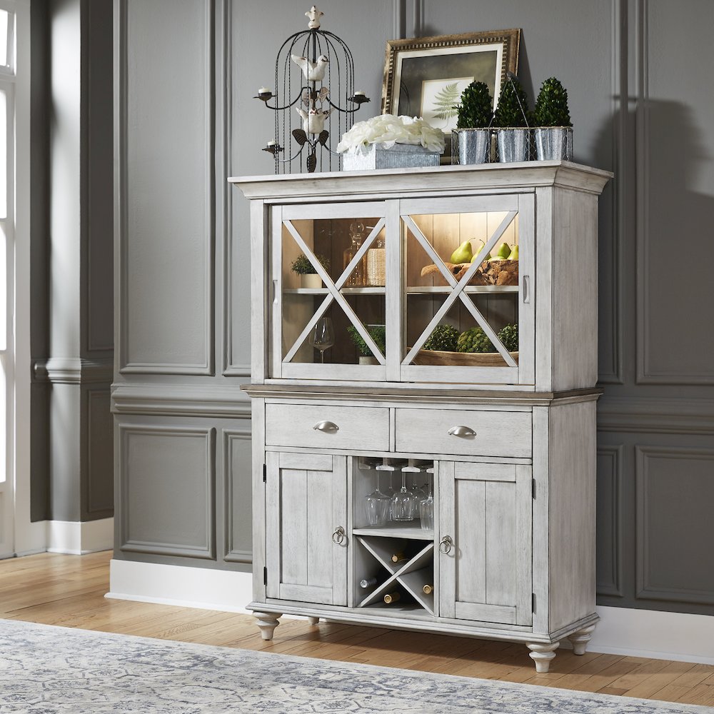 Hutch & Buffet in Rubberwood Solids w/ Pine Veneers