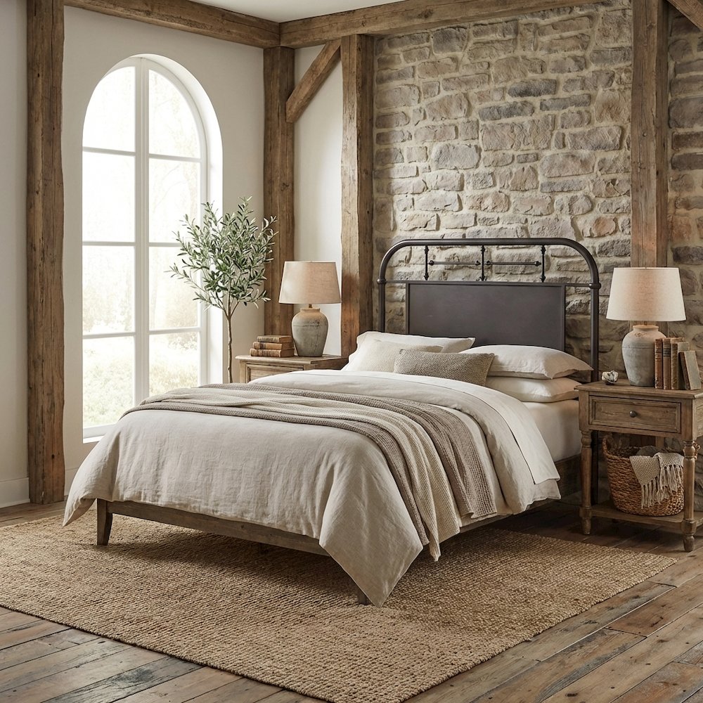 Twin Distressed Metal Headboard, Vintage Design, Sturdy Metal Tube Construction