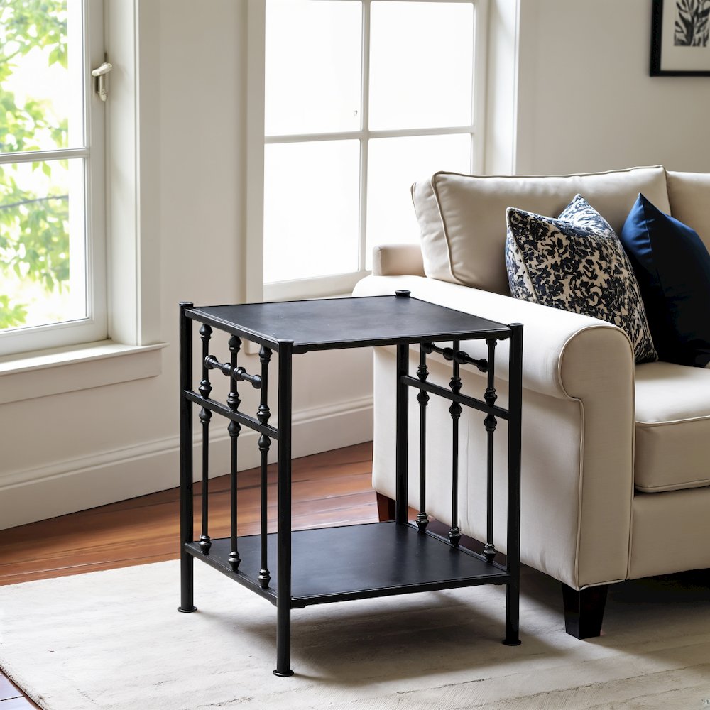 Black Metal Nightstand – Stylish Metal Side Table for Bedroom or Living Room