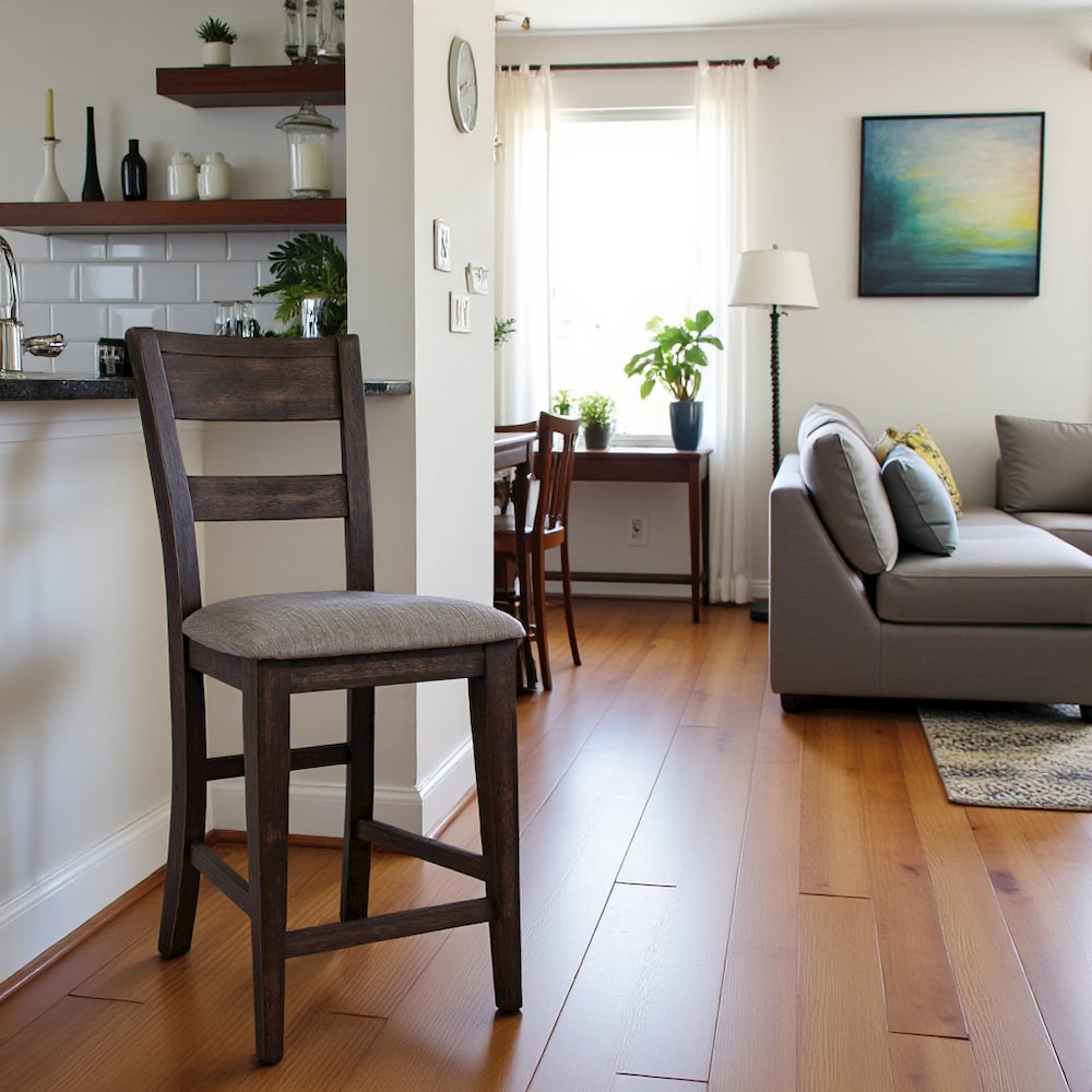 Brown Wooden Counter Height Chairs – Bar Stools with Back for Kitchens
