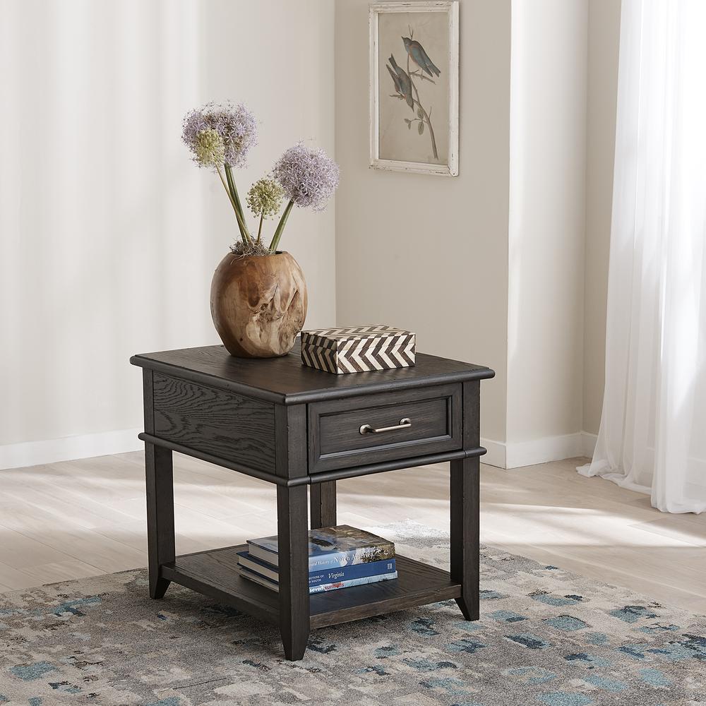 Mill Creek Drawer End Table in Peppercorn