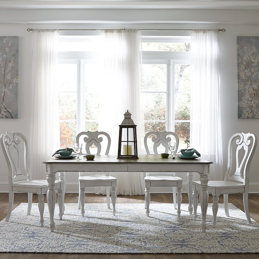 Opt 5 Piece Leg Table Set in Rubberwood Solids w/ White Oak & Birch Veneers
