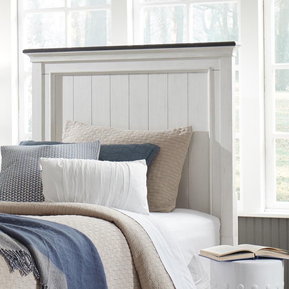 Allyson Park Full Panel Headboard in Wirebrushed White w/ Charcoal Top