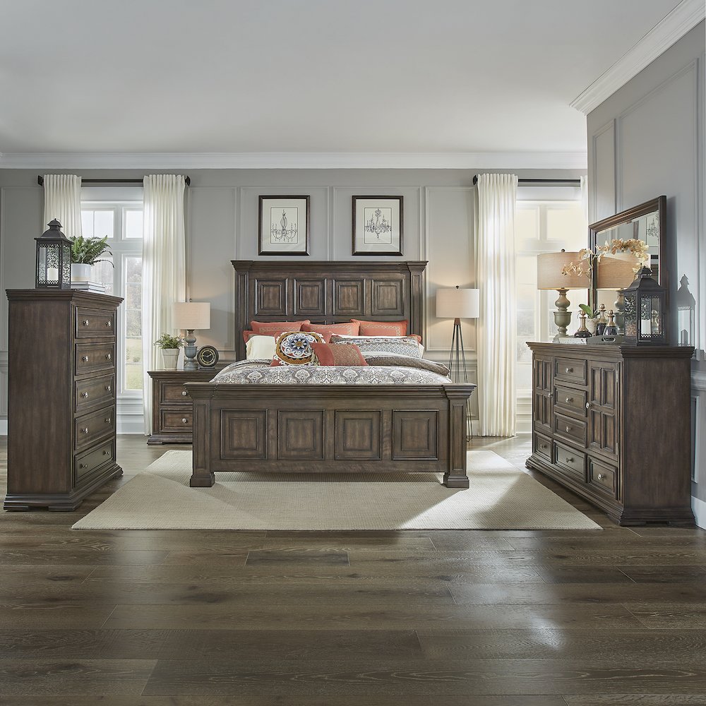 King California Panel Bed, Dresser & Mirror, Chest, Night Stand