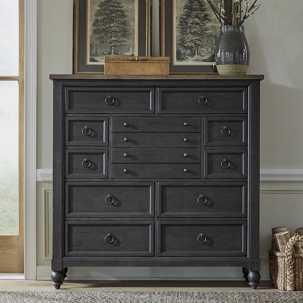 12 Drawer Chesser - Black Traditional Multi in Dusty Taupe