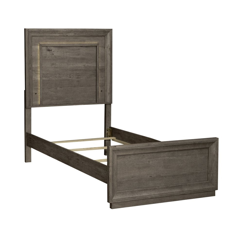 Twin Panel Bed in Rubberwood Solids & Paper Laminate