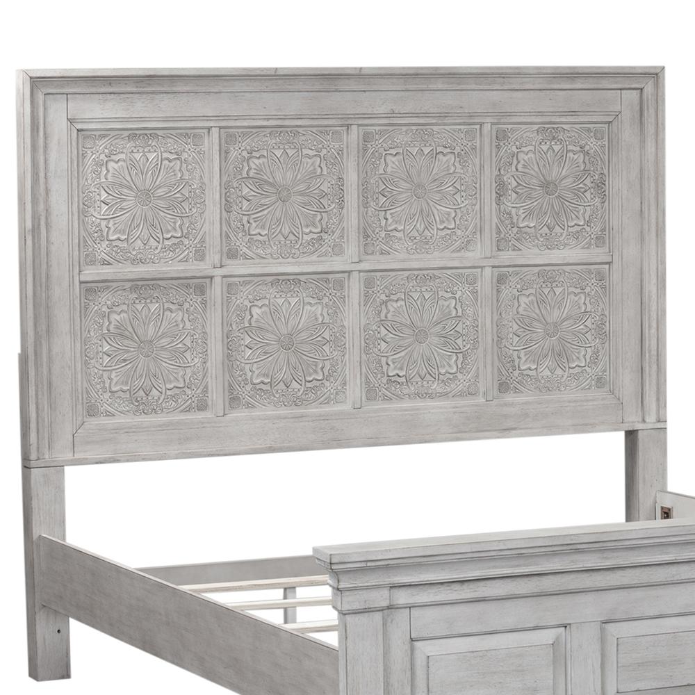 Heartland Queen Decorative Panel Headboard in Antique White w/ Tobacco Top