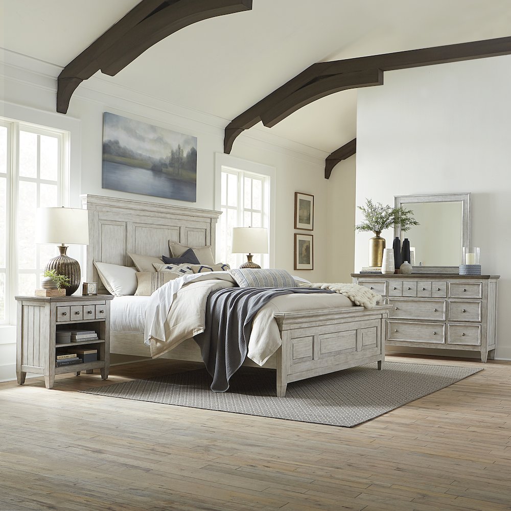 King California Panel Bed, Dresser & Mirror, Night Stand
